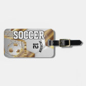 サッカーボール | DIY文字-金ゴールド ラゲッジタグ (正面横)