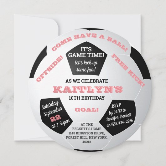 サッカーボールAny Age誕生日 招待状 (正面)