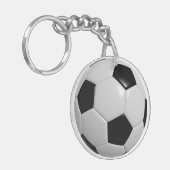サッカーボールIDラベルまたはパーソナライズされた文字キーチェーン キーホルダー (正面左)
