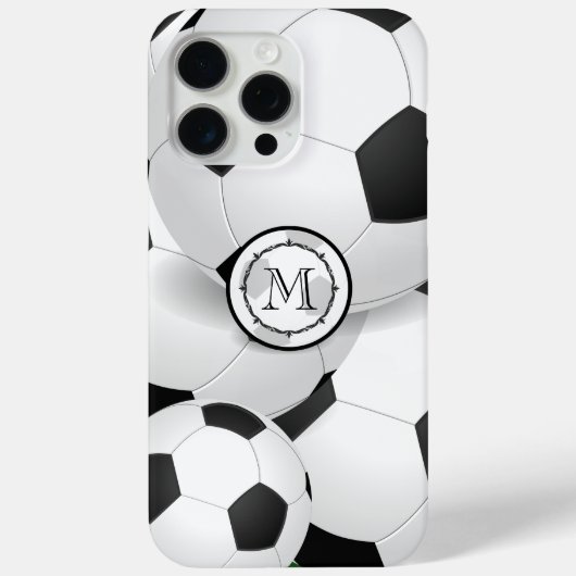 サッカーボールiPhoneモノグラム Case-Mate iPhoneケース (裏面)
