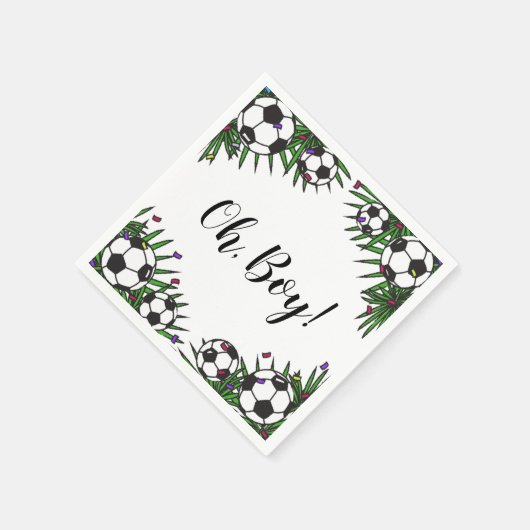 サッカーボールOhボーイスポーツゲームテーマベビーシャワー スタンダードカクテルナプキン (角)