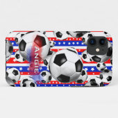 サッカーボールUSA赤白青スターとストライプ Case-Mate iPhoneケース (裏面(横))