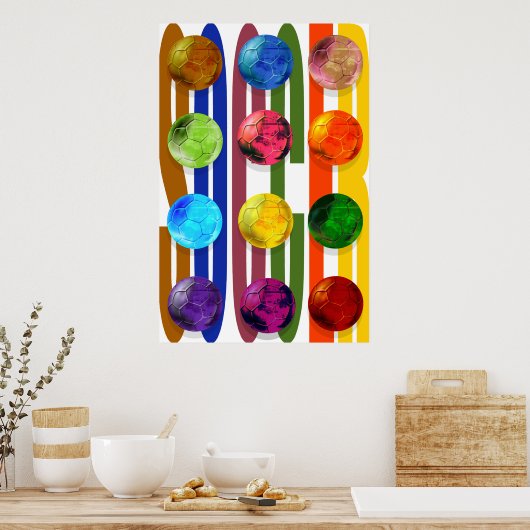 サッカーポップ・アートのアートポスターブラジル2014ワールドカップのボール ポスター (キッチン)