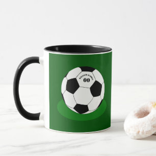 サッカーマグカップ、サッカーボール(名前と番号) マグカップ