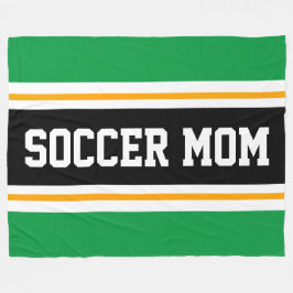 サッカーママおもしろいグリーンブラックイエローレーシングストライプズ フリースブランケット