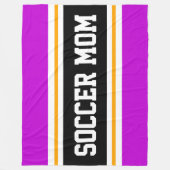 サッカーママおもしろいピンク白黒レースストライプレース フリースブランケット (正面)