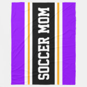 サッカーママおもしろい明るい紫色の黒い黄色ストライプ色 フリースブランケット (正面)