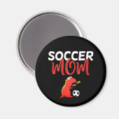 サッカーママかわいいTレックス恐竜 マグネット (正面/裏面)