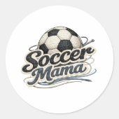 サッカーママのかぎ針編みバッジステッカー ラウンドシール (正面)