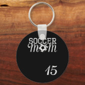 サッカーママのジャージー番号15 お気に入りの選手 #15 テ キーホルダー (正面)