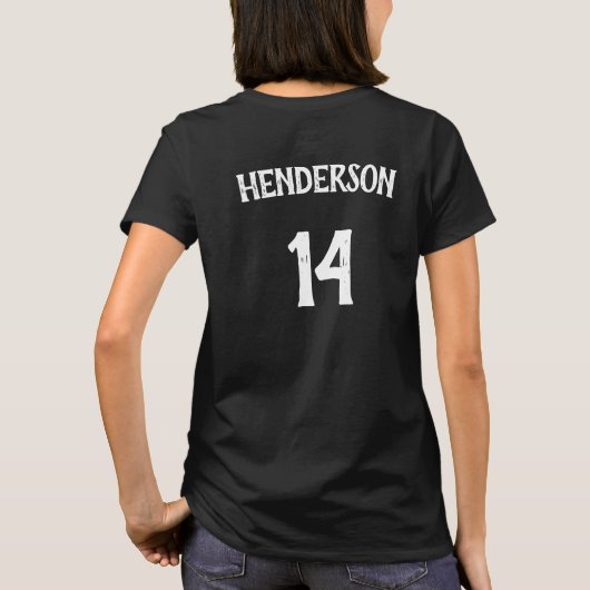 サッカーママまたはファカスタムンのサッカーチーム/プレイヤー名と番号 Tシャツ (裏面)