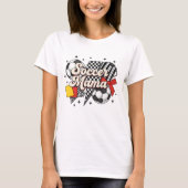 サッカーママシャツはっきりした – ボウ&パターン（の模様が）あるハート Tシャツ (正面)