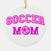 サッカーママスケッチと文字オールピンク セラミックオーナメント (正面)