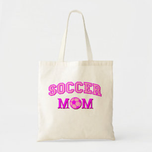 サッカーママスケッチと文字オールピンク トートバッグ