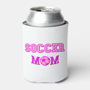 サッカーママスケッチと文字オールピンク 缶クーラー