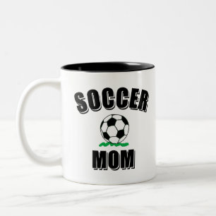 サッカーママスケッチ及び文字 ツートーンマグカップ