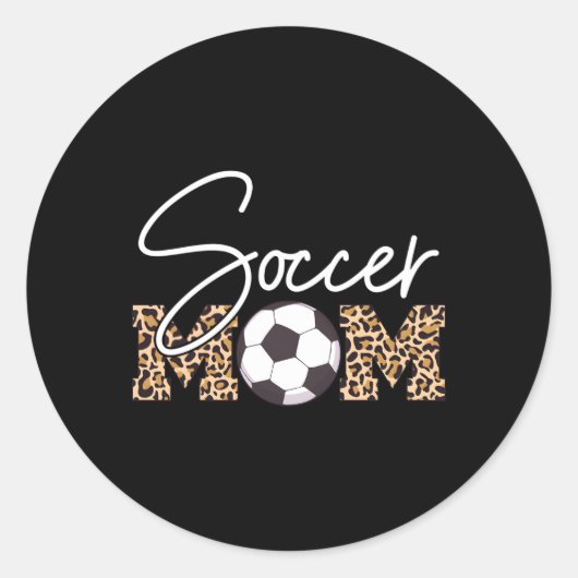 サッカーママヒョウ柄ボール ラウンドシール (正面)