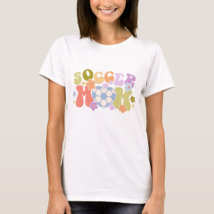 サッカーマママボールハートフローラレトロ Tシャツ
