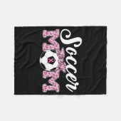 サッカーママ乳がん認識度ピンクリボンレオ フリースブランケット (正面(横))