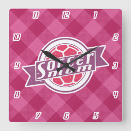 サッカーママ時計 スクエア壁時計