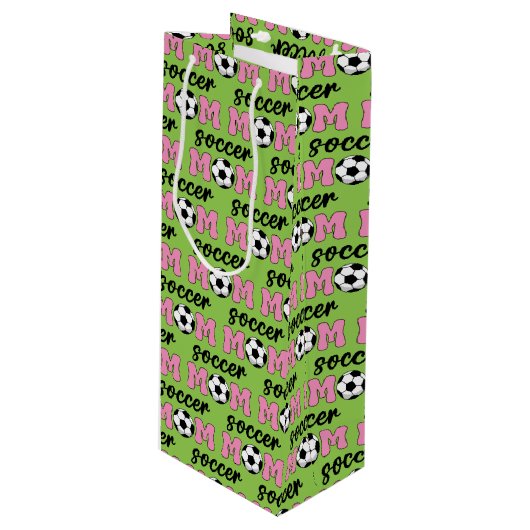 サッカーママ母の日のパターン ワインギフトバッグ (正面アングル)