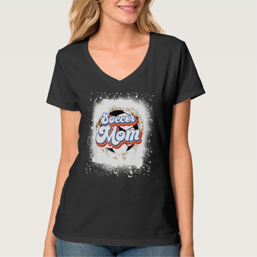 サッカーママ母の日ヒョウのサッカー漂白 Tシャツ (正面)