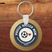 サッカーママ ゴールド 応援する母 名前入り キーホルダー (正面)