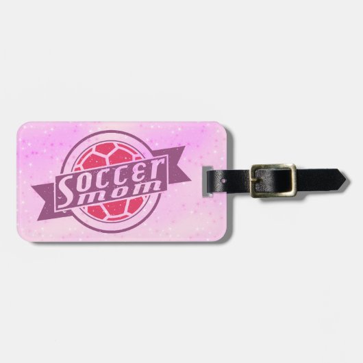 サッカーマムパープル&ピンクの荷物 ラゲッジタグ (正面横)
