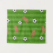 サッカーマンガのピッチゴールとフットボール タペストリー (正面(横))