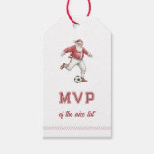 サッカーマン・サンタ MVP オブ・ザ・ナイスリスト クリスマス ギフトタグ (正面)