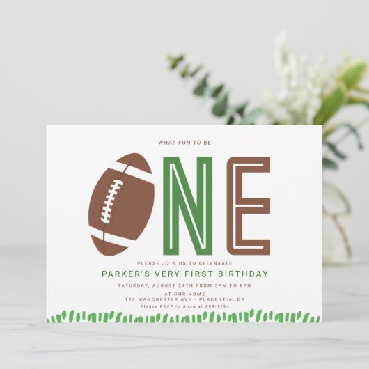 サッカーミニマルファーストBIrthdayパーティースポーツ 招待状 (スタンド正面)