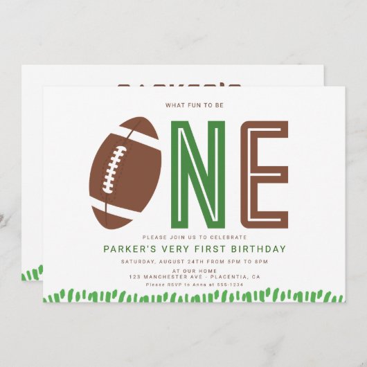 サッカーミニマルファーストBIrthdayパーティースポーツ 招待状 (正面/裏面)