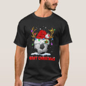 サッカーメリークリスマスサンタハットトナカイクリスマスファム Tシャツ (正面)