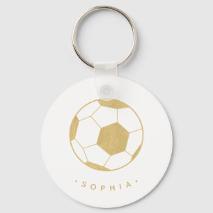 サッカーモダンの金ゴールドパーソナライズされた キーホルダー