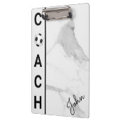 サッカーモダンパーソナライズされたコーチホワイト大理石 クリップボード (左)