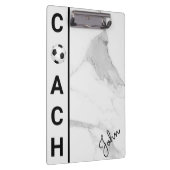 サッカーモダンパーソナライズされたコーチホワイト大理石 クリップボード (右)