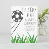 サッカーモダンパーティー誕生日スポーツ球 招待状 (スタンド正面)