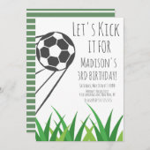 サッカーモダンパーティー誕生日スポーツ球 招待状 (正面/裏面)