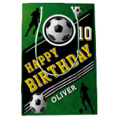 サッカーモダンボール選手誕生日 ミディアムペーパーバッグ (正面)