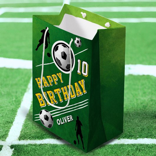 サッカーモダンボール選手誕生日 ミディアムペーパーバッグ