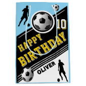 サッカーモダンボール選手誕生日 ミディアムペーパーバッグ (正面)