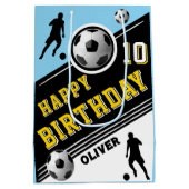 サッカーモダンボール選手誕生日 ミディアムペーパーバッグ (裏面)
