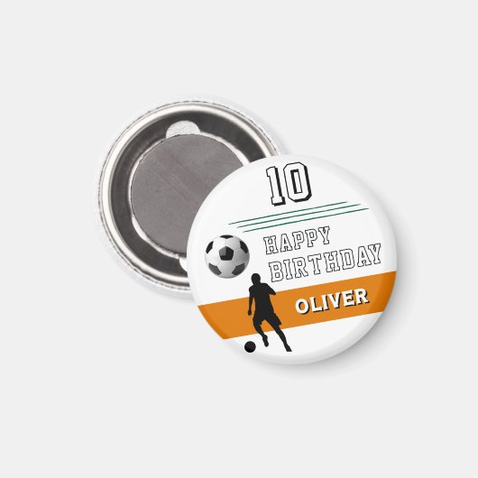 サッカーモダン選手のシルエットハッピーバースデー マグネット (正面/裏面)