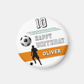 サッカーモダン選手のシルエットハッピーバースデー マグネット (正面)