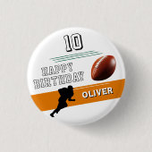 サッカーモダン選手シルエットハッピーバースデー 缶バッジ (正面)