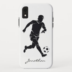 サッカーモダン選手スポーツのモノグラム iPhone XRケース