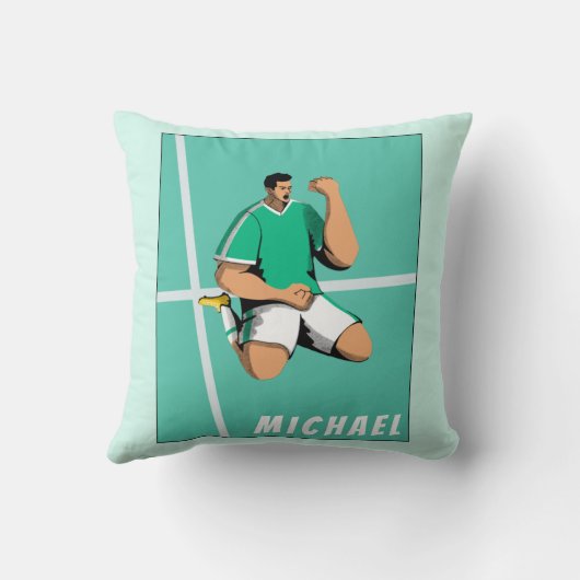 サッカーモダン選手スポーツテーマイラストレーションおもしろい クッション (裏面)