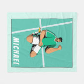 サッカーモダン選手スポーツテーマイラストレーションおもしろい フリースブランケット (正面(横))