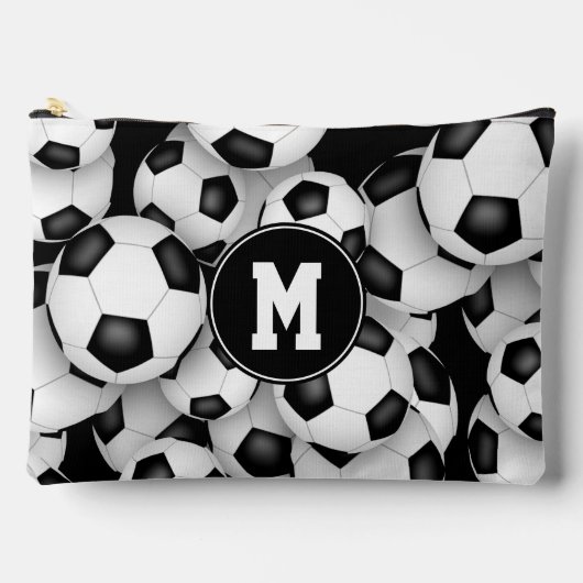 サッカーモノグラムのボールの模様 アクセサリーポーチ (正面)