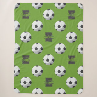 サッカーモノグラム 名前入りブランケット – Eの文字 シェルパブランケット